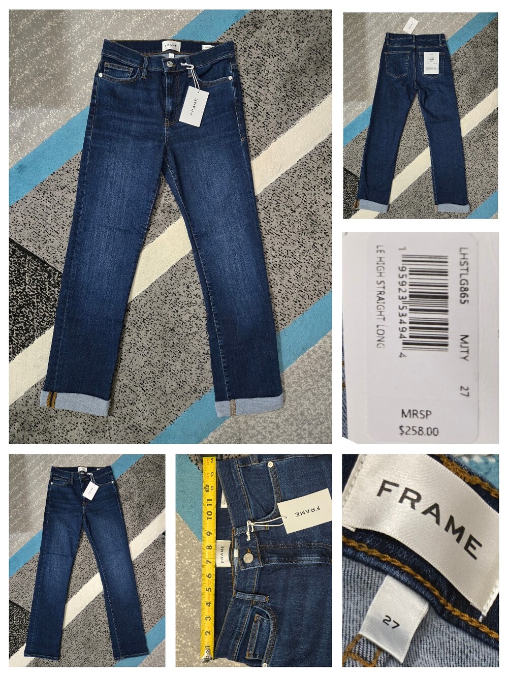 FRAME Le High Straight Long, 27, NWT in Majesty